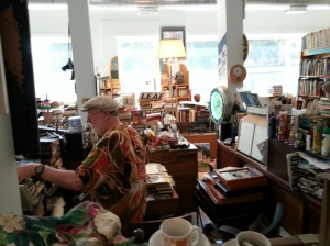 Jeff Pickell at work in his store, Kaleidoscope Books